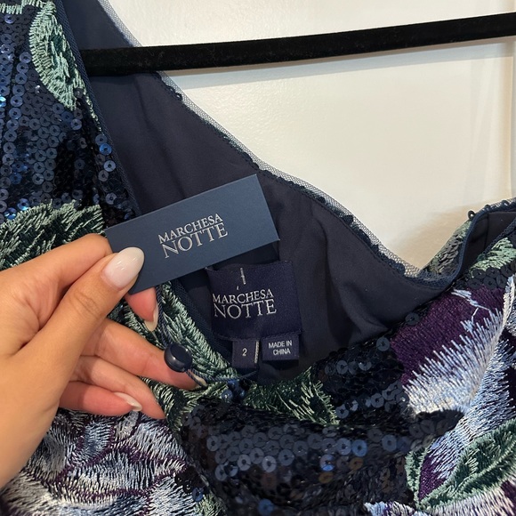 Marchesa Notte Floral-Embroidered One-Shoulder Gown NWT - Picture 6 of 7